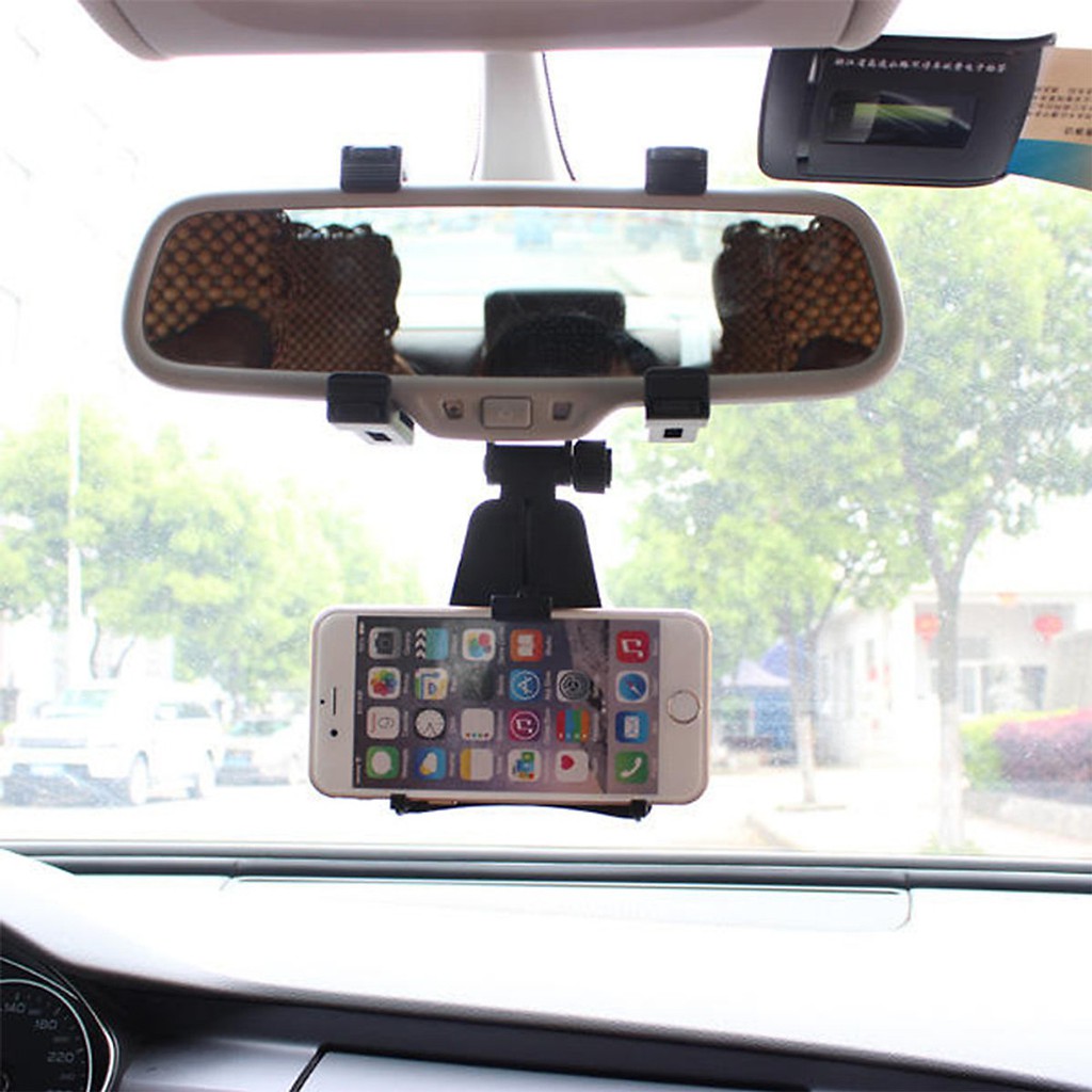 Giá đỡ kẹp điện thoại gắn gương chiếu hậu xe hơi Selfiecom