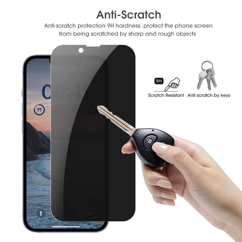 Kính Cường Lực 9H Bảo Vệ Toàn Màn Hình Chống Nhìn Trộm Cho iPhone 14 / 14 Plus / 14 Pro / 14 Pro Max Ốp