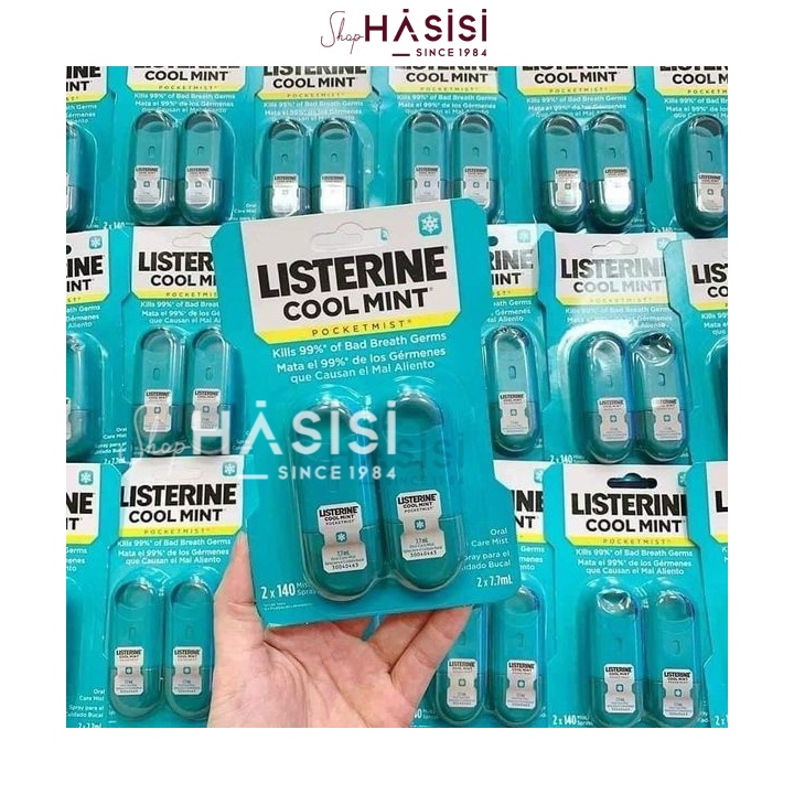 Xịt thơm miệng LISTERINE - Cool Mint Pocktmist 7.7ml x 2 (set 2 cái)