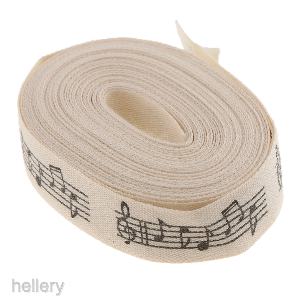 Cuộn Dây Ruy Băng Cotton 15mm In Hình Nốt Nhạc Trang Trí Đa Năng Dài 5 Yard