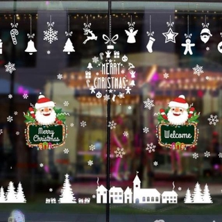 COMBO Decal dán Noel - Rèm dây Nhà Thờ kết hợp khung Noel bảng chữ ( 2 TẤM )