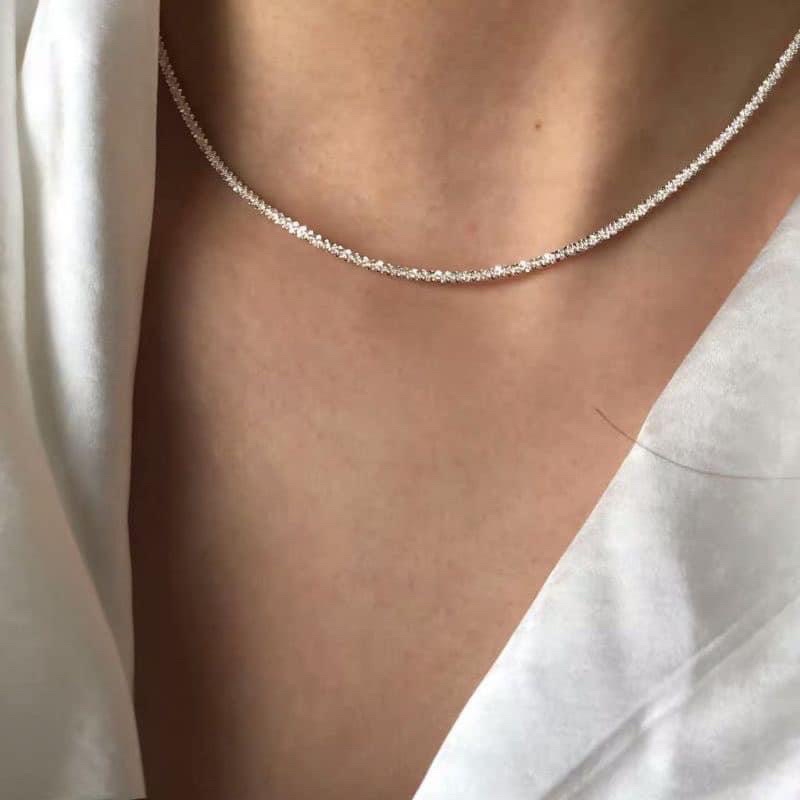 Dây chuyền nữ Bạc, dây xù thời trang thiết kế thời thượng dây bền sáng đẹp Mainomi Shop Bạc Xinh