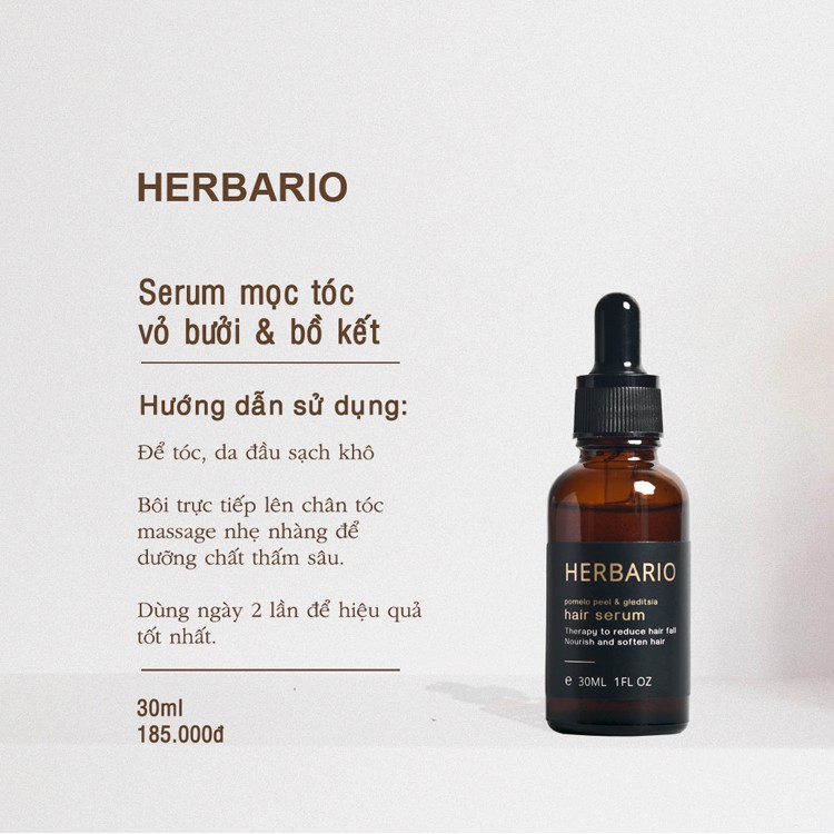 Serum tinh dầu vỏ bưởi và bồ kết herbario 30ml giảm rụng tóc, giúp mọc tóc chắc khoẻ