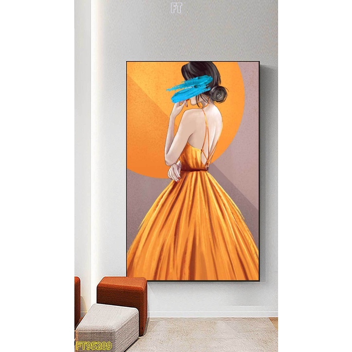 Tranh treo tường - Tranh cô gái nghệ thuật, chất liệu Laminate tráng gương, kích thước 30x60cm