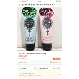 Sữa rửa mặt Rosette 120g đủ bill