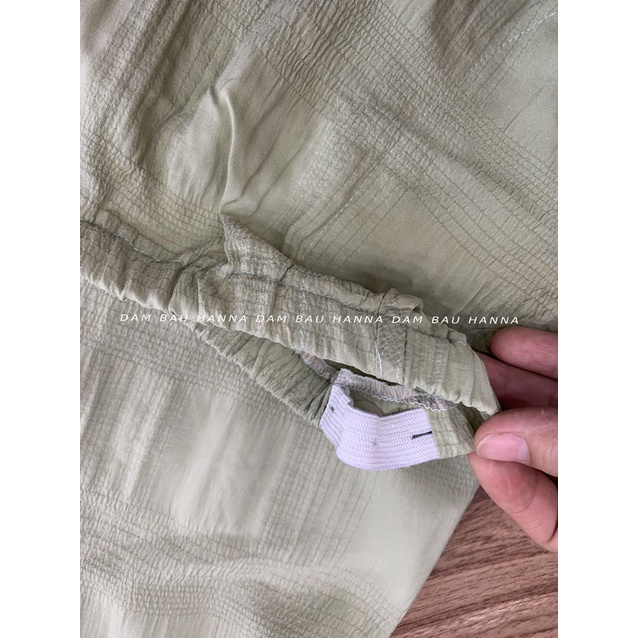 [HANNA] Đồ bộ bầu big size 80KG vải cotton cao cấp thoáng mát mùa mè không nhăn quần đùi có thun điều chỉnh bụng