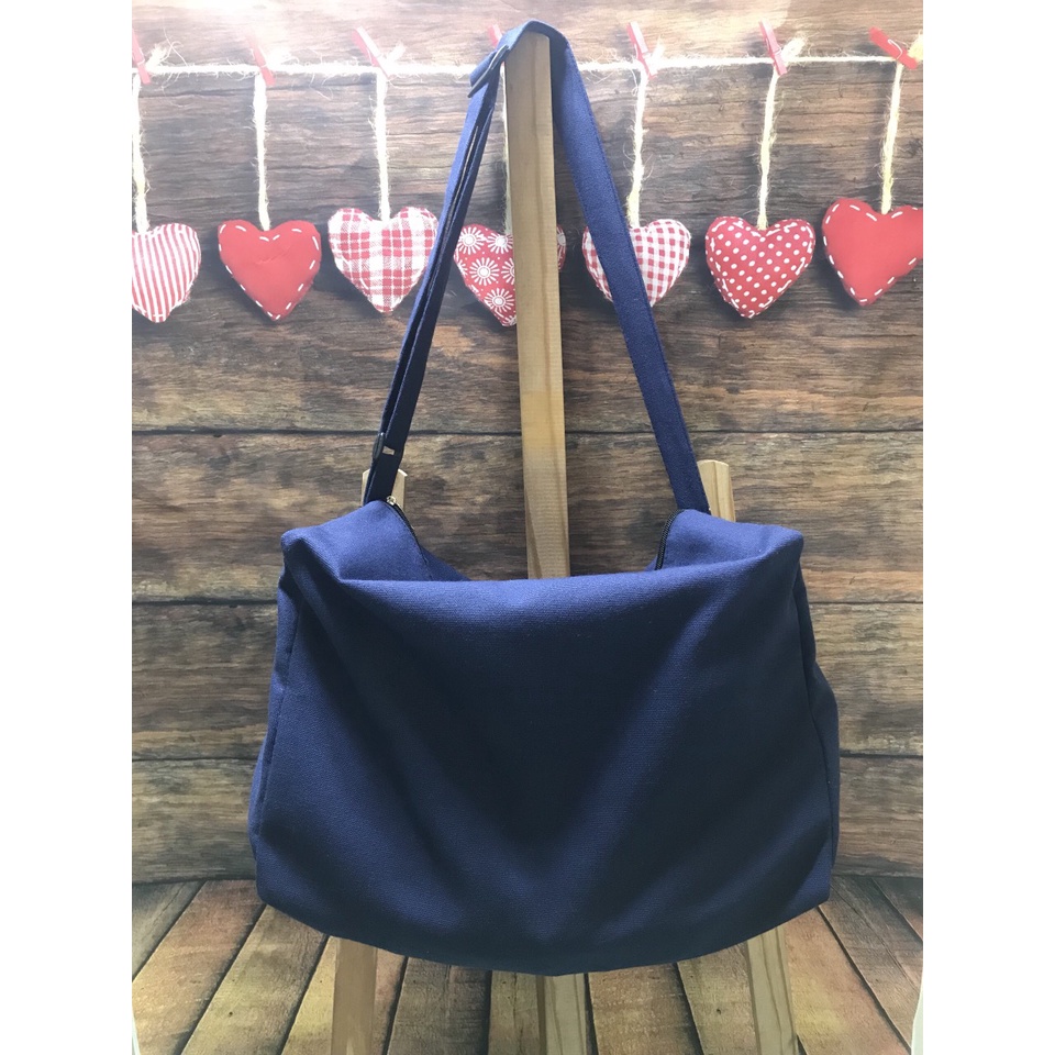 TÚI TOTE ĐEO CHÉO TRỐNG SIU TO [CÓ KHÓA KÉO ]- VẢI CANVAS