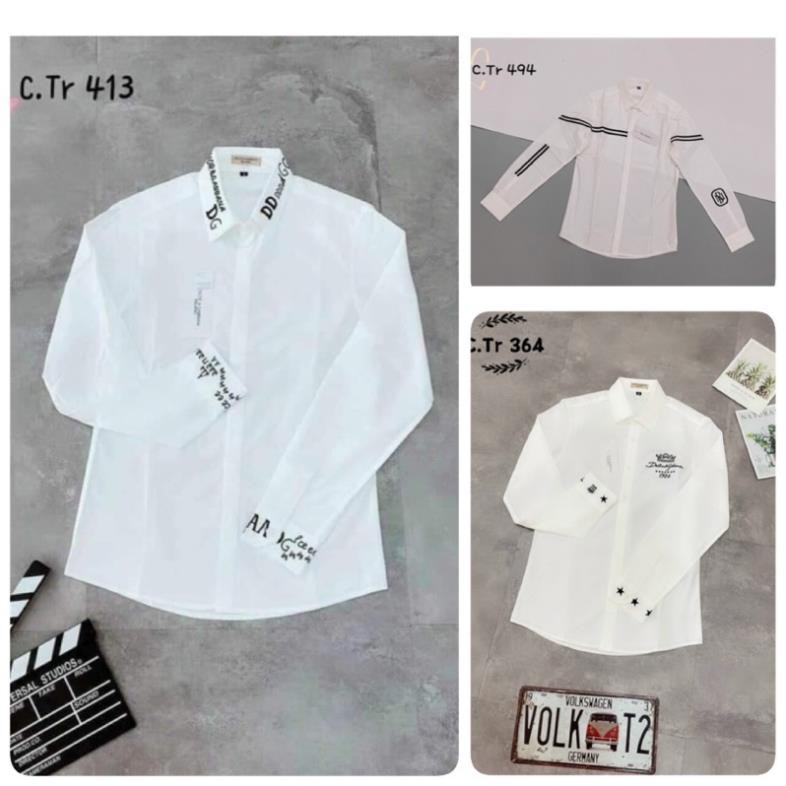 Sơ Mi Nam Trắng Thêu Hoạ Tiết DG - Sơ Mi DG - Sơ Mi Trắng Cho Nam
