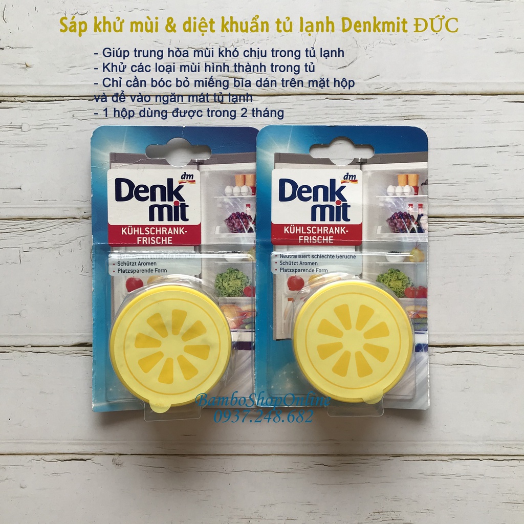 Sáp khử mùi & diệt khuẩn tủ lạnh Denkmit. An toàn tuyệt đối với đồ ăn, làm sạch môi trường tủ lạnh. Hàng nội địa Đức.