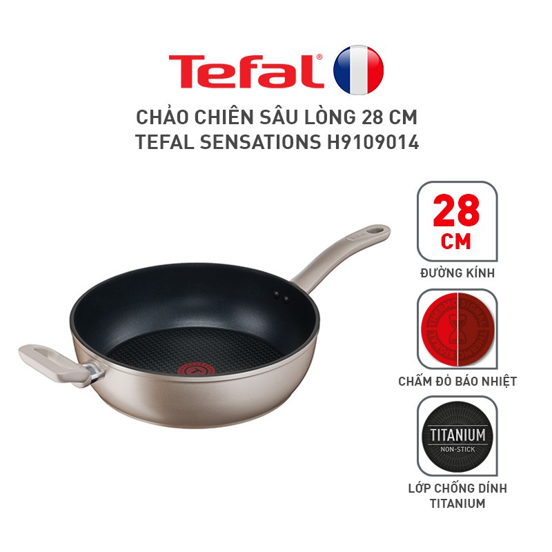 Chảo chiên sâu lòng Tefal Sensations H9109014 24 - 28 cm