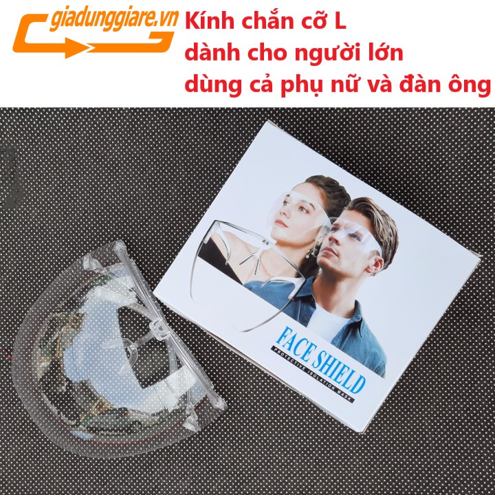 KÍNH CHỐNG DỊCH Face Shield giúp chống giọt bắn là mặt nạ bảo vệ mặt an toàn (Trong suốt, cỡ L - Dành cho người lớn))