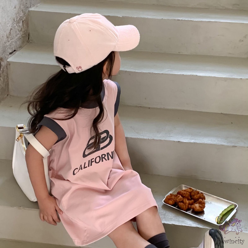 Đầm Sát Nách Chất Liệu Cotton Phối Màu Thời Trang Hàn Quốc Cho Bé Gái