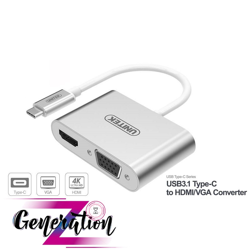 CÁP CHUYỂN TYPE-C RA HDMI + VGA UNITEK (Y-V100SL)