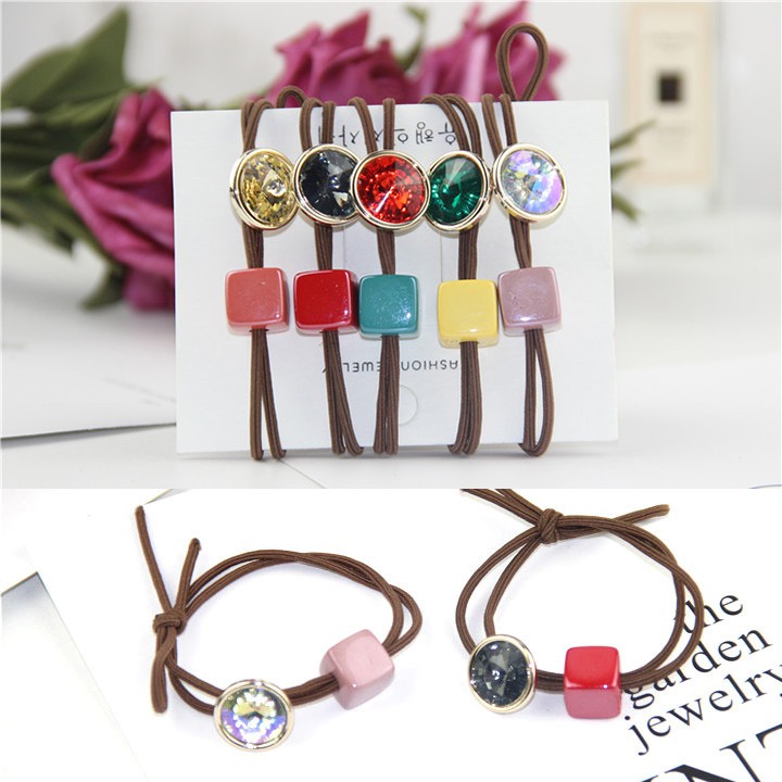CH089 Cột tóc hình học Square Saphire Handmade