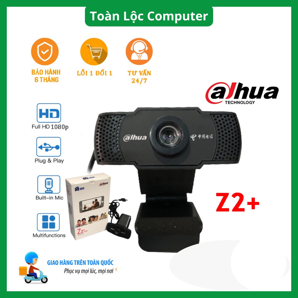 Wedcam máy tính có mic Dahua Z2 1080P Hỗ trợ dạy và học trực tuyến cho pc laptop