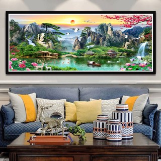 200*90CM TRANH PHONG CẢNH LƯU THỦY SINH TÀI KHỔ LỚN TRANH ĐÍNH ĐÁ CHƯA ĐÍNH LV438