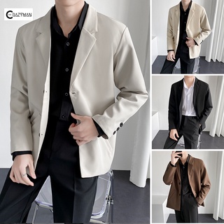 Áo blazer nam form rộng, Áo khoác blazer nam 4 màu đen trắng xám be phong cách Hàn Quốc