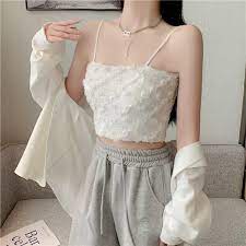 Áo kèm mút ngực BRA CROPTOP hoa ren xinh xắn A11