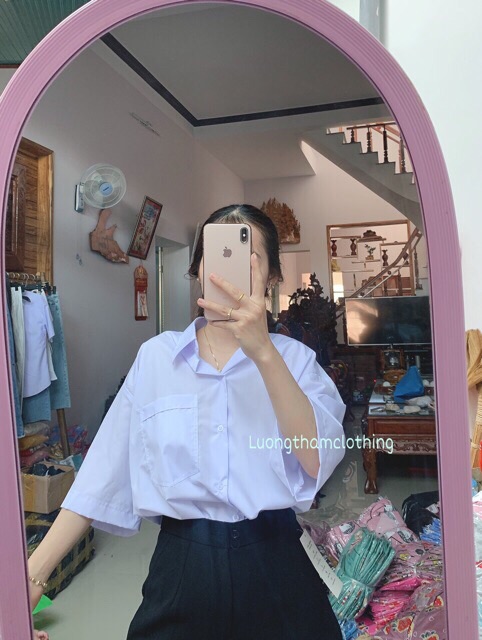 [ Rẻ Vô Địch Sơ Mi Trắng Tay Lỡ Form Rộng