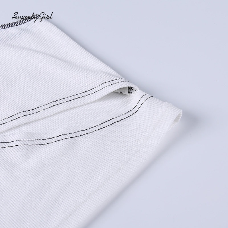 Áo Tank Top Cổ Tròn Màu Trắng Tương Phản Thời Trang 2022 Quyến Rũ Cho Nữ