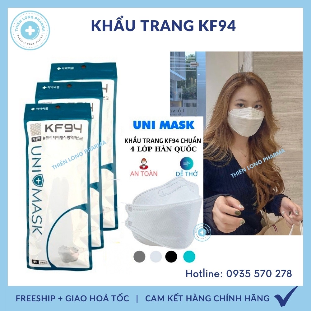 [SET 50 CÁI] Khẩu trang KF94 UNI MASK 4 lớp kháng khuẩn, kiểu dáng 4D Hàn Quốc hàng chính hãng chống bụi mịn