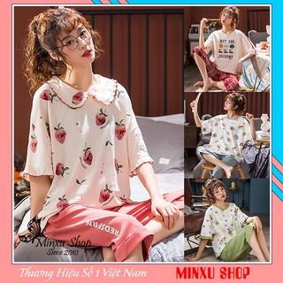 Bộ ngủ, bộ mặc nhà nữ cao cấp quần lửng áo ngắn tay mát mẻ