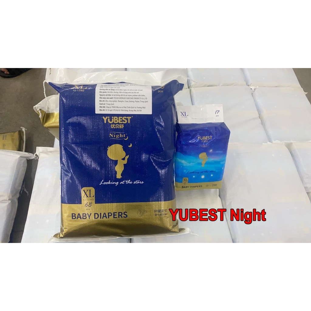 Bỉm YUBEST NIGHT nội địa Trung Quốc dán đủ size S80, M76, L72, XL68.