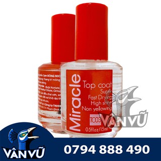 Sơn Bóng Bảo Vệ Màu Sơn Móng Tay, Bóng Mau Khô Topcoat Miracle 15ml, Chai TC03 Sơn Bóng Trong Suốt