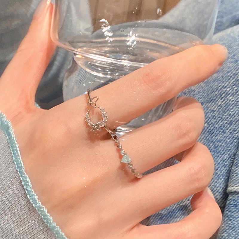 Nhẫn Hở Hình Trái Tim Đính Đá Zircon Thời Trang Hàn Quốc
