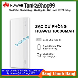 Sạc dự phòng Huawei 10.000mAh - Sạc nhanh Usb-C in/out 18W - Có chế độ sạc nhỏ giọt