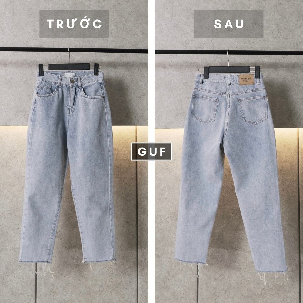 Quần Jean Nữ Dáng Baggy Cạp Cao Rách Gối GUF | BigBuy360 - bigbuy360.vn
