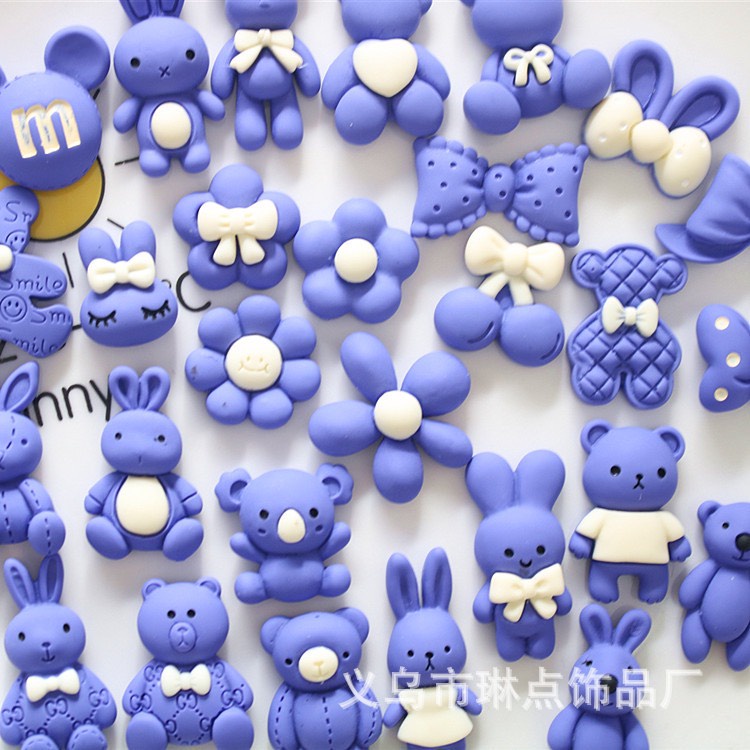 Charm (C417) slime/ Dụng Cụ Charm Trang Trí [Ko Keo &amp; Nút] Ảnh Sinh Động Màu Xanh Lam Độc Đáo
