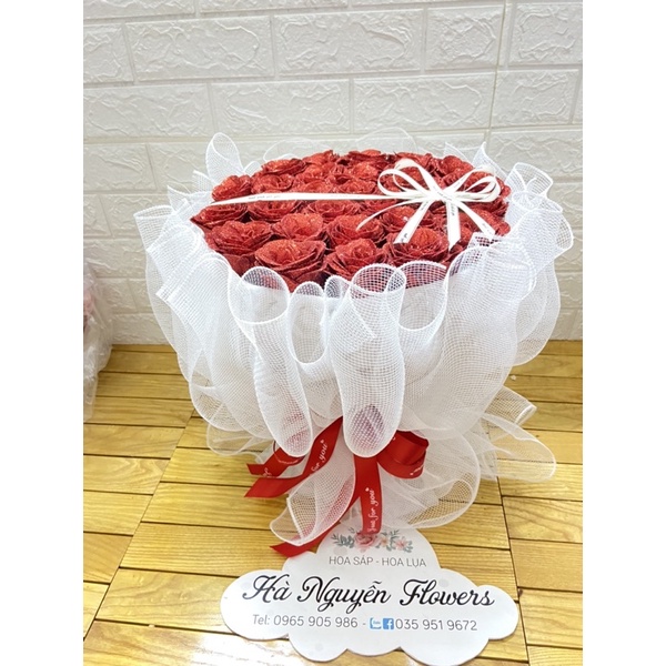 [Hoa sinh nhật- quà 14/2]_ Bó hoa hồng nhũ 40 bông kết hợp lưới siêu sang tặng kèm đèn nháy và full toping