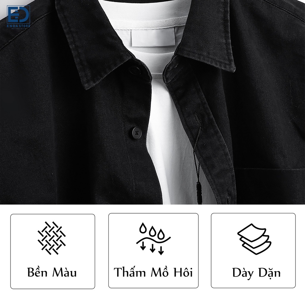 Áo sơ mi kaki nam Enda Store Áo dài tay cổ bẻ