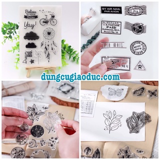 Clear stamp - Set con dấu trong tặng kèm mực in