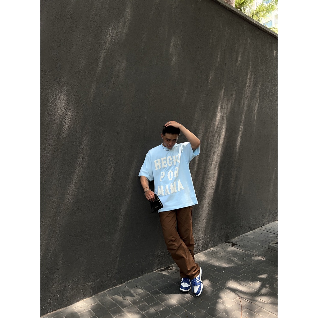 Stressmama Áo thun Hecho T-Shirt màu xanh biển chất liệu 100% Cotton 2 chiều 250GSM thoáng mát Local Brand