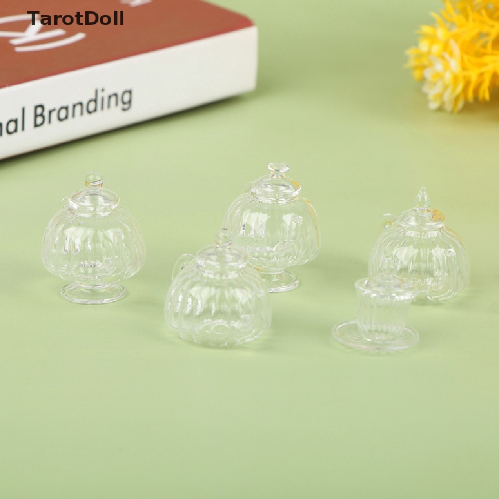 Bình Trà Thủy Tinh Mini Đế Phẳng Trang Trí Nhà Búp Bê Tỉ Lệ 1: 12