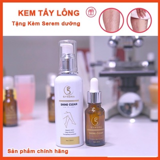 Combo Kem Tẩy Lông Shine Clean 120ml - Tặng kèm Serum - Triệt Lông các vùng nách , bẹn,chân ,tay,vùng kín
