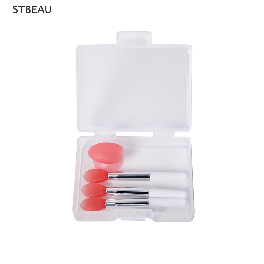 [Hàng mới về] 3 Cọ đắp mặt nạ môi bằng silicone kèm nắp đậy chống bụi tiện lợi