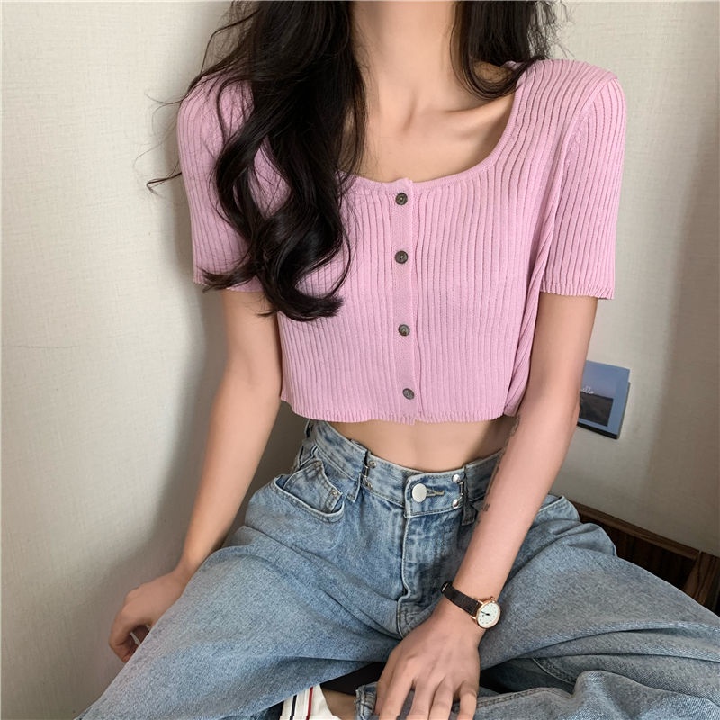 Áo Thun Nữ Mỏng Tay Ngắn Cổ Vuông Thời Trang Dễ Phối Đồ Cho Nữ áo phông nữ JL-TX-111