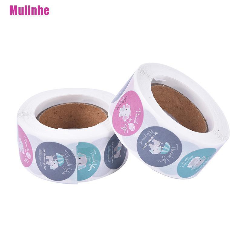 Cuộn 500 Miếng Dán Niêm Phong Bao Bì Họa Tiết Hoạt Hình Động Vật / Chữ Thank You Độc Đáo DIY