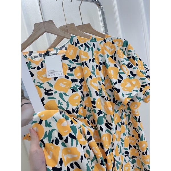 Váy Suông Thô Hoa Nhí Vàng Cực Xinh