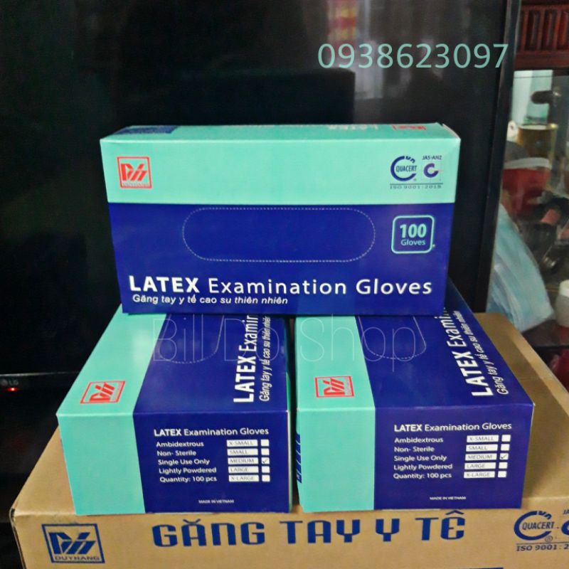 Găng tay cao su Y tế Latex duy hàng loại tốt - Hộp 100 cái có bột