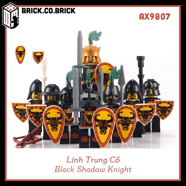 Black Shadow Knight Hiệp Sĩ Bóng Đêm Đồ Chơi Xếp Hình Chủ Đề Trung Cổ Minifigure AX9807