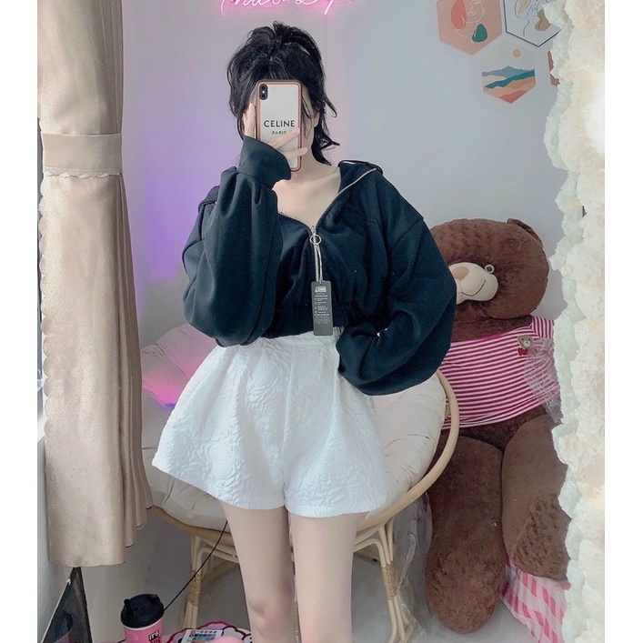Áo Khoác Nỉ Cánh Dơi, tay phồng Form Croptop - Phong Cách ullzang - Hình Thật | BigBuy360 - bigbuy360.vn