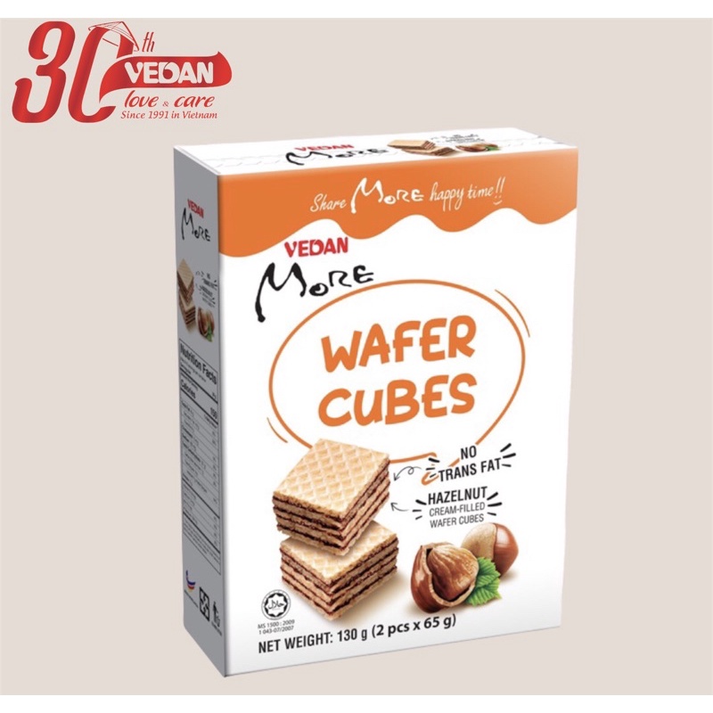 Bánh xốp Wafer Cubes hương Hạt Phỉ Vedan More 130g-Chính hãng-Giá tốt