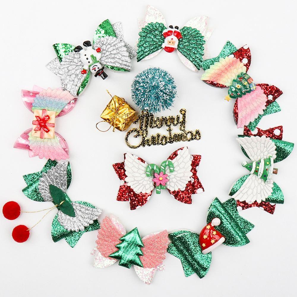 Kẹp Tóc Hình Ông Già Noel / Tuần Lộc Đính Kim Tuyến Lấp Lánh Thời Trang Cho Bé