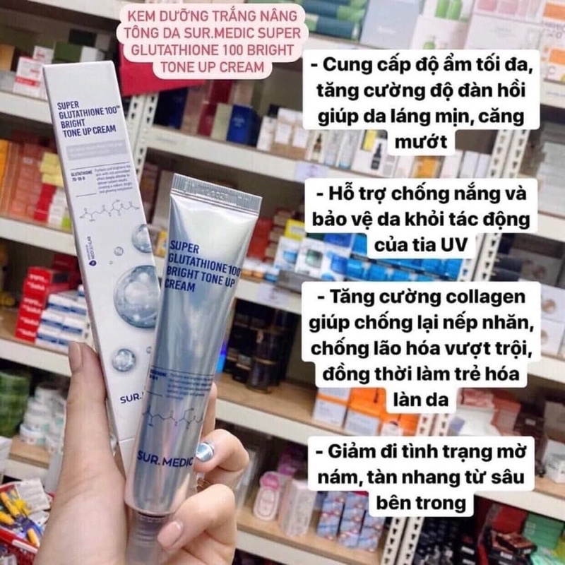 Kem Dưỡng Trắng Da SUR MEDIC Super Glutathione 100 Bright Tone Up Cream 40ml Hàn Quốc