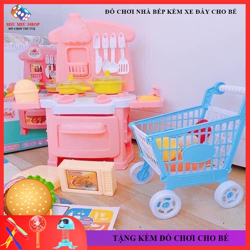 Bộ đồ chơi nấu ăn nhà bếp kèm xe đẩy Kitchen dream cho bé trai,bé giá 2 3 4 5 6 tuổi. Đồ chơi nhập vai