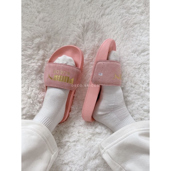 Dép quai ngang logo P.U.M.A Suede nhiều màu cao 3cm phong cách trẻ trung – Hỗ trợ đổi size/tặng kèm box – Deco.saigon